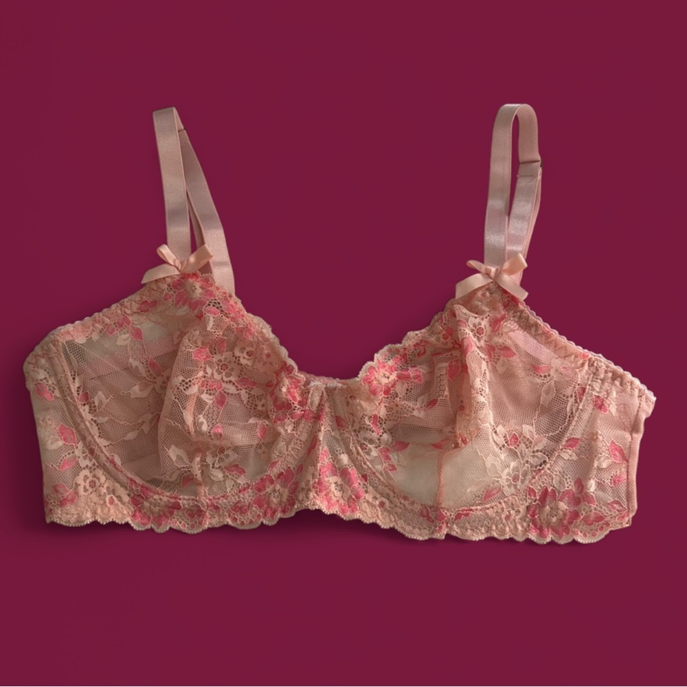 Lace Floral Pink Bra